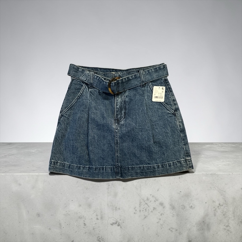 We The Free Blue Denim Skirt with Belt
